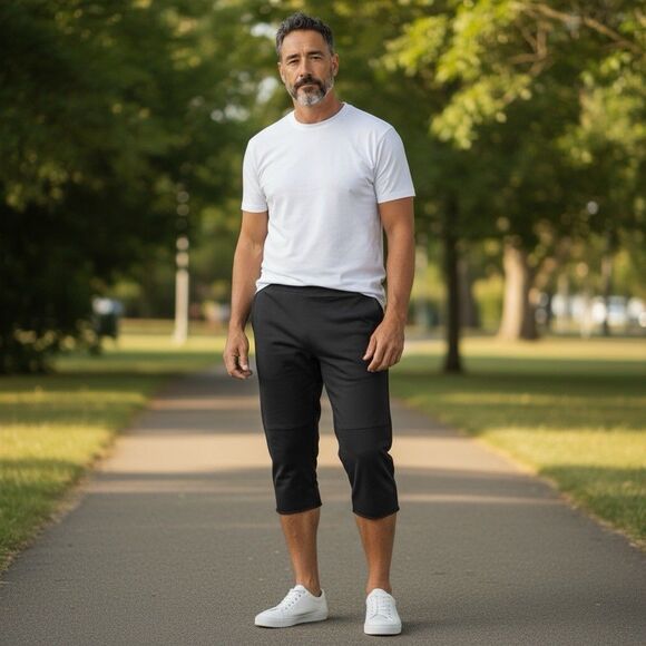 Smartwool Mens Black Merino Wool Blend Running Capris Sz M Training Layer - Picture 1 of 10